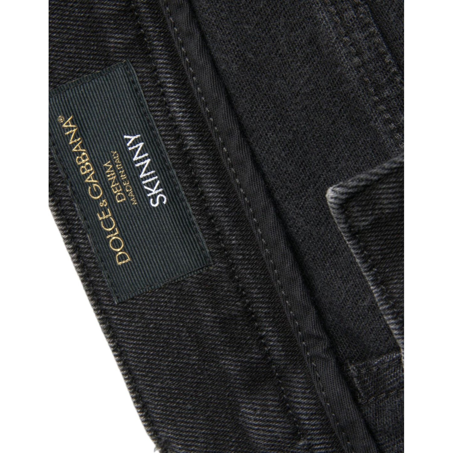 Dolce & Gabbana Gray Cotton Stretch Skinny Denim Logo Jeans