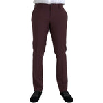 Dolce & Gabbana Maroon Wool Men Slim Fit Dress Pants