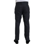 Dolce & Gabbana Blue Brocade Wool Skinny Men Dress Pants