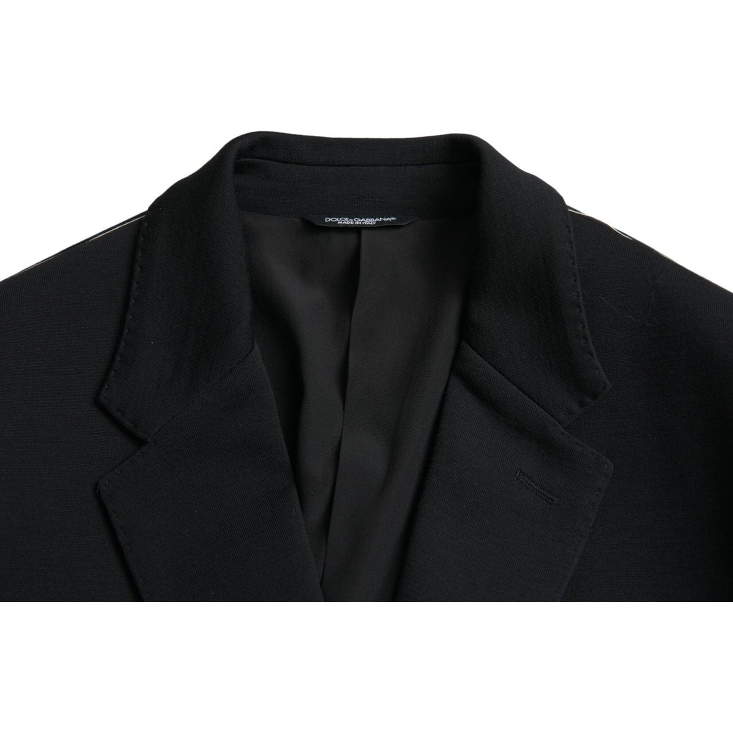 Dolce & Gabbana Black Wool Notch Single Breasted Coat Blazer