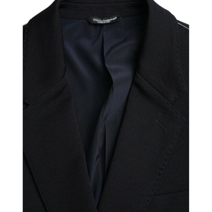 Dolce & Gabbana Black Wool Single Breasted Coat Blazer