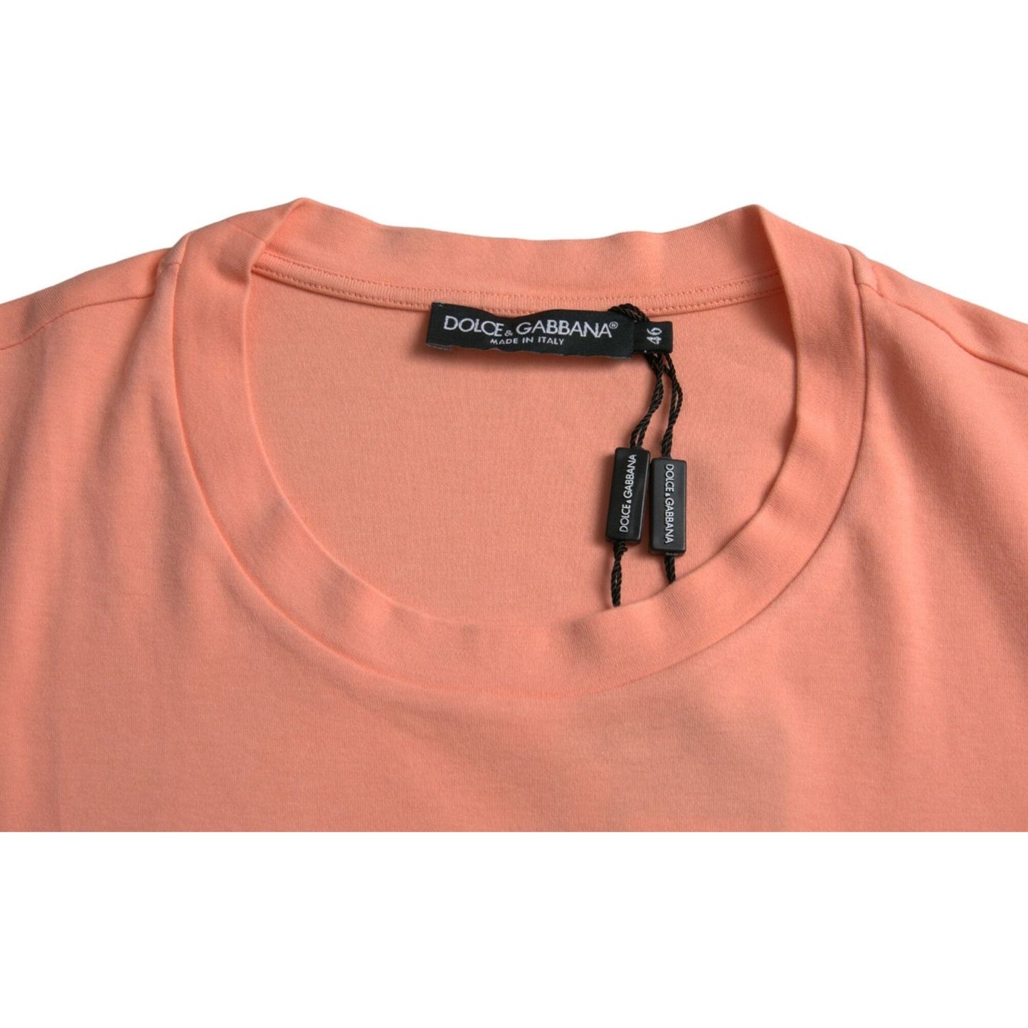 Dolce & Gabbana Coral Cotton Logo Print Short Sleeve T-shirt