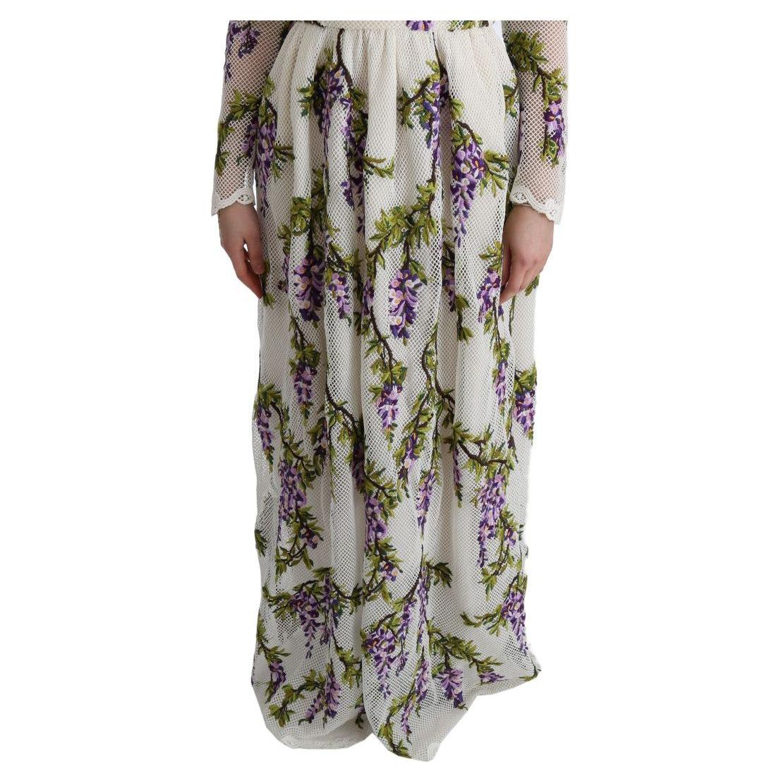 Dolce & Gabbana White Floral Embroidered Maxi Dress