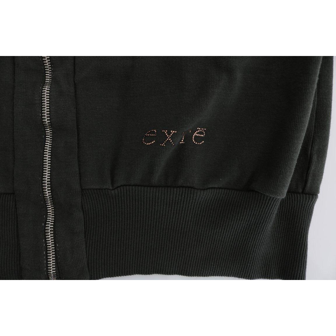 Exte Gray Top Hooded Cotton Zipper Sweater
