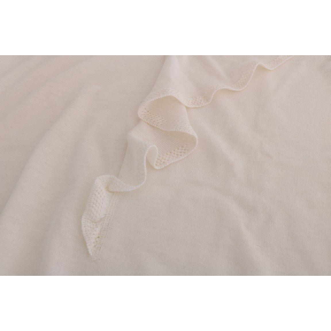 MARGHI LO' White 100% Lana Wool Top Blouse T-shirt