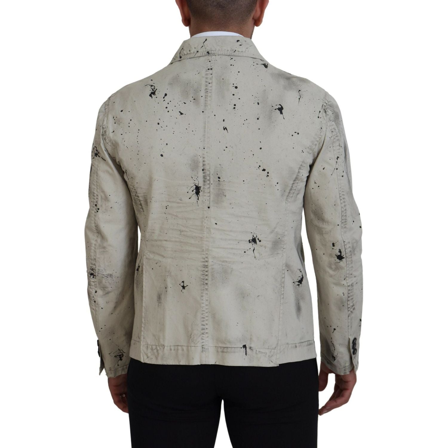 Dsquared² Off White Black Splash Print Casual Denim Jacket