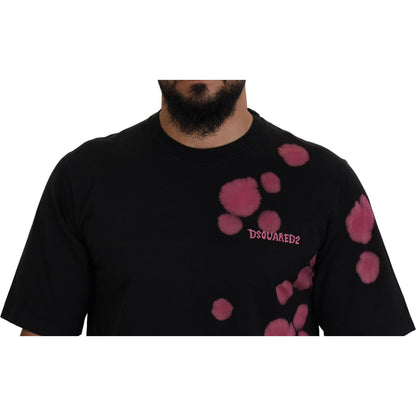 Dsquared² Black Pink Cotton Short Sleeves Crewneck T-shirt