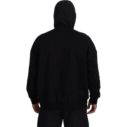 Dsquared² Black Cotton Hooded Printed Pullover Sweater