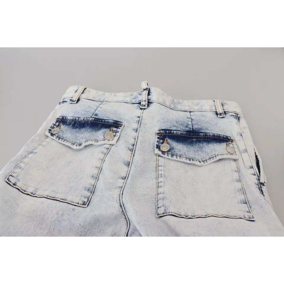 Dsquared² Light Blue Cotton High Waist Straight Denim Jeans