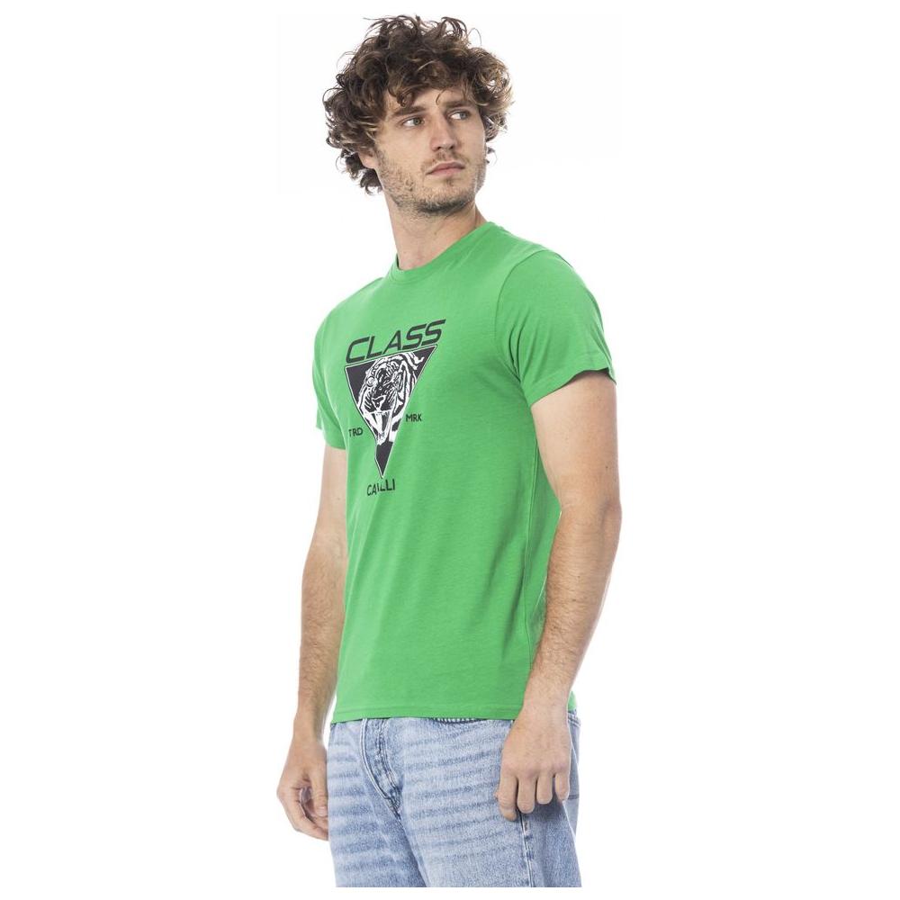 Cavalli Class Green Cotton Men T-Shirt