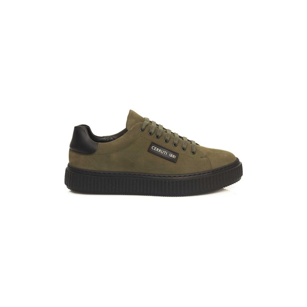Cerruti 1881 Green Cowhide Men Sneaker