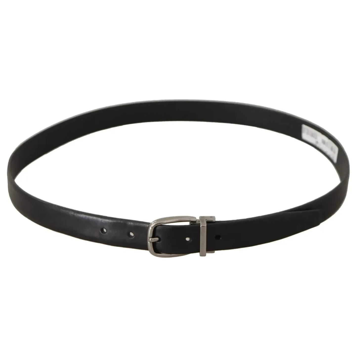 Dolce & Gabbana Black Classic Leather Silver Tone Metal Buckle Belt