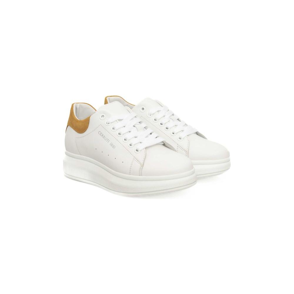 Cerruti 1881 White Cowhide Women Platform Sneaker
