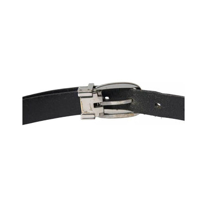 Dolce & Gabbana Black Leather Silver Metal Buckle Men Belt
