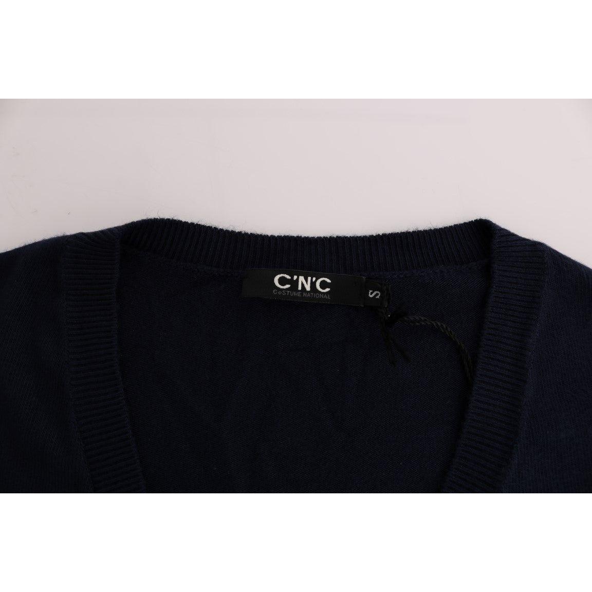 Costume National Blue V-neck Viscose Sweater