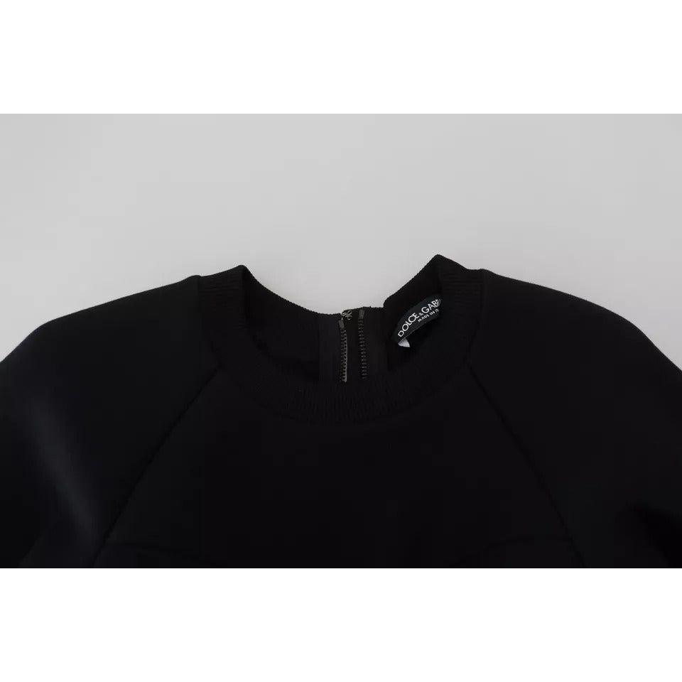 Dolce & Gabbana Cotton Black Long Sleeves A-line Mini Dress