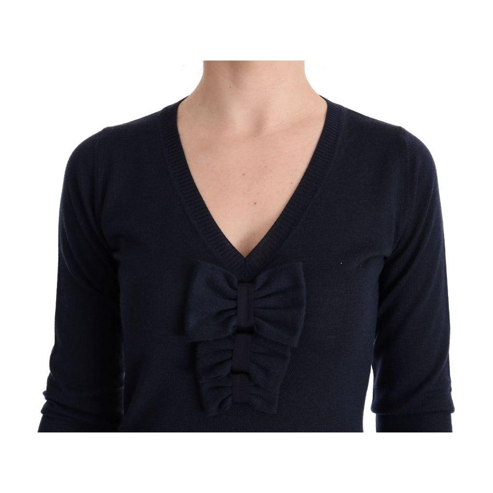 MARGHI LO' Blue Wool Long Sleeve Shift Dress