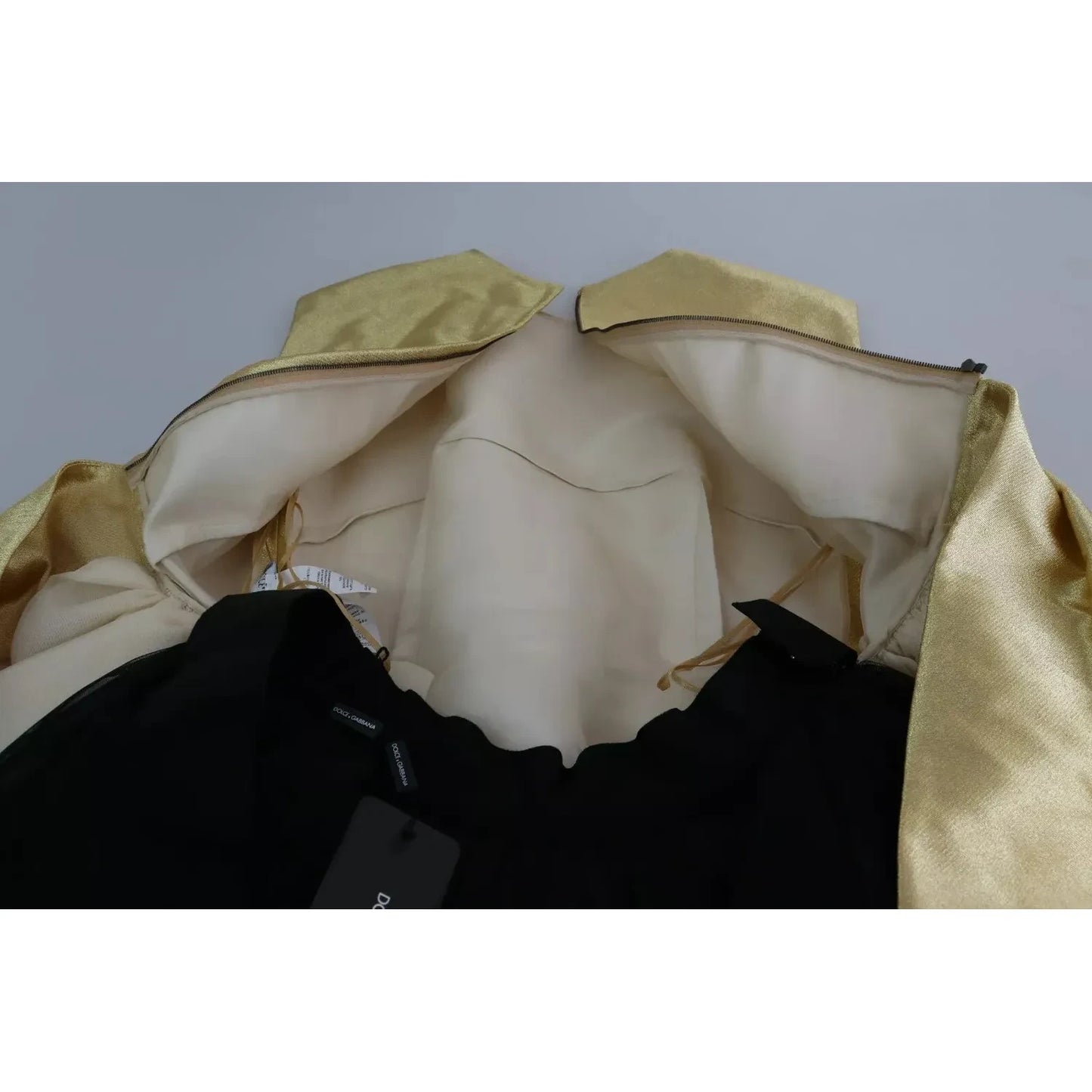 Dolce & Gabbana Gold Polyester Sleeveless A-line Tulle Dress