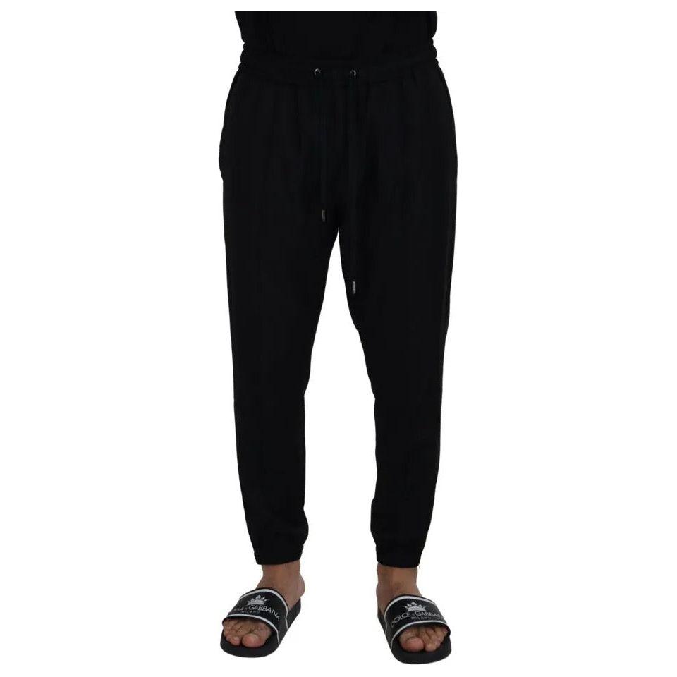 Dolce & Gabbana Black Jogger Jogging Wool Pants
