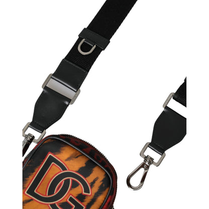 Dolce & Gabbana Multicolor Tiger Print Nylon Logo Cross Body Bag