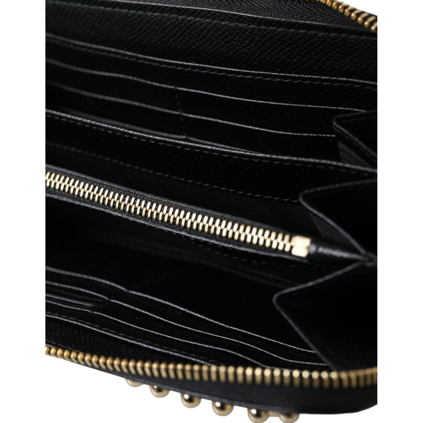 Dolce & Gabbana Black Blue Leather #DGFAMILY Zipper Continental Men Wallet