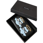 Dolce & Gabbana Black Blue Leather #DGFAMILY Zipper Continental Men Wallet