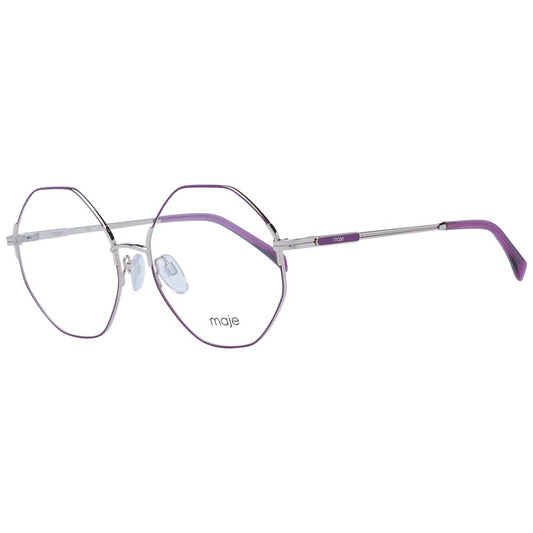 Maje Purple Women Glasses Frame, geometric full-rim, metal frame, purple demo lenses, stylish eyewear, includes branded case.
