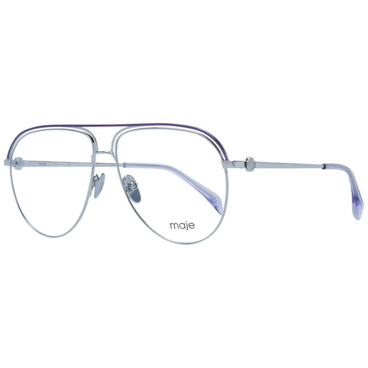 Maje Purple Women Glasses Frame in metal full-rim aviator style with demo lenses, featuring a branded case.