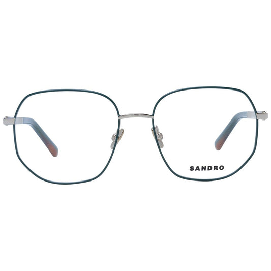 Sandro Green Women Glasses Frame with full-rim metal design, round shape, size 54-17-135, demo lenses, includes branded case.