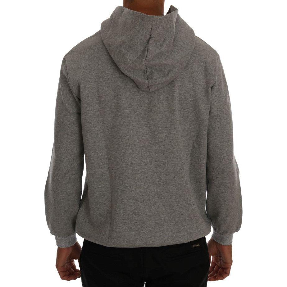 Daniele Alessandrini Gray Pullover Hodded Cotton Sweater
