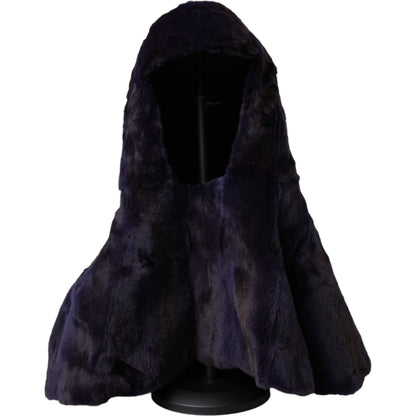 Dolce & Gabbana Black Weasel Fur Whole Head Wrap Hat