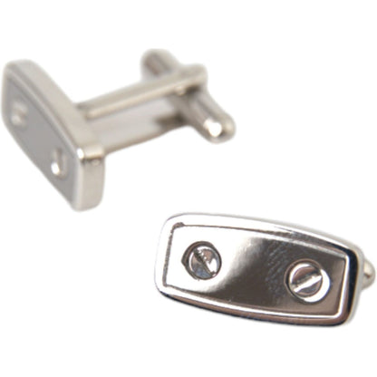Dolce & Gabbana Silver Plated Metal Brass Pin Men Cufflinks Cufflinks