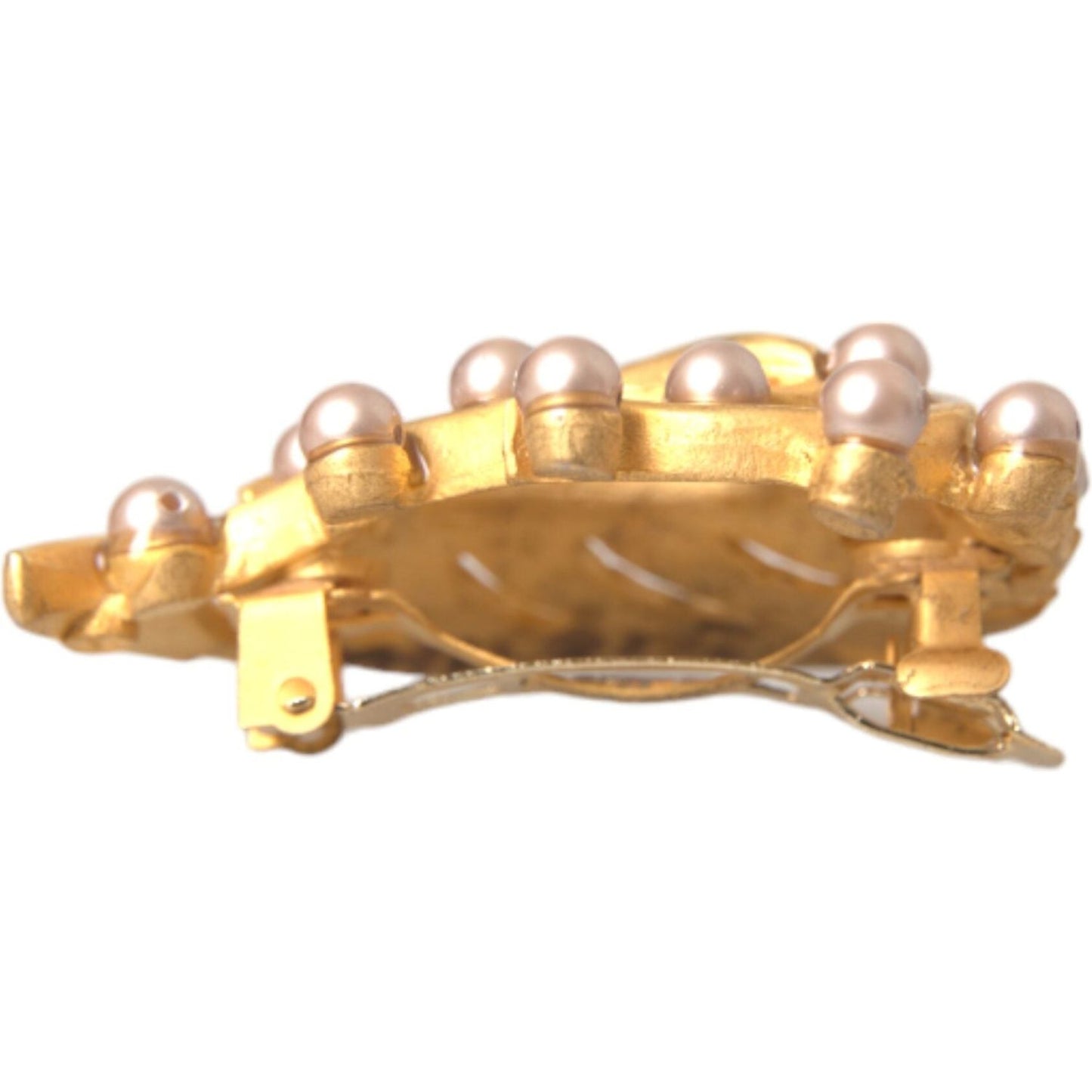 Dolce & Gabbana Gold Brass Leaf Embellished Jewelry Brooch Hair Pin