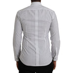 Dolce & Gabbana Black White Striped Formal Dress GOLD Shirt