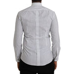 Dolce & Gabbana Black White Striped Formal Dress GOLD Shirt