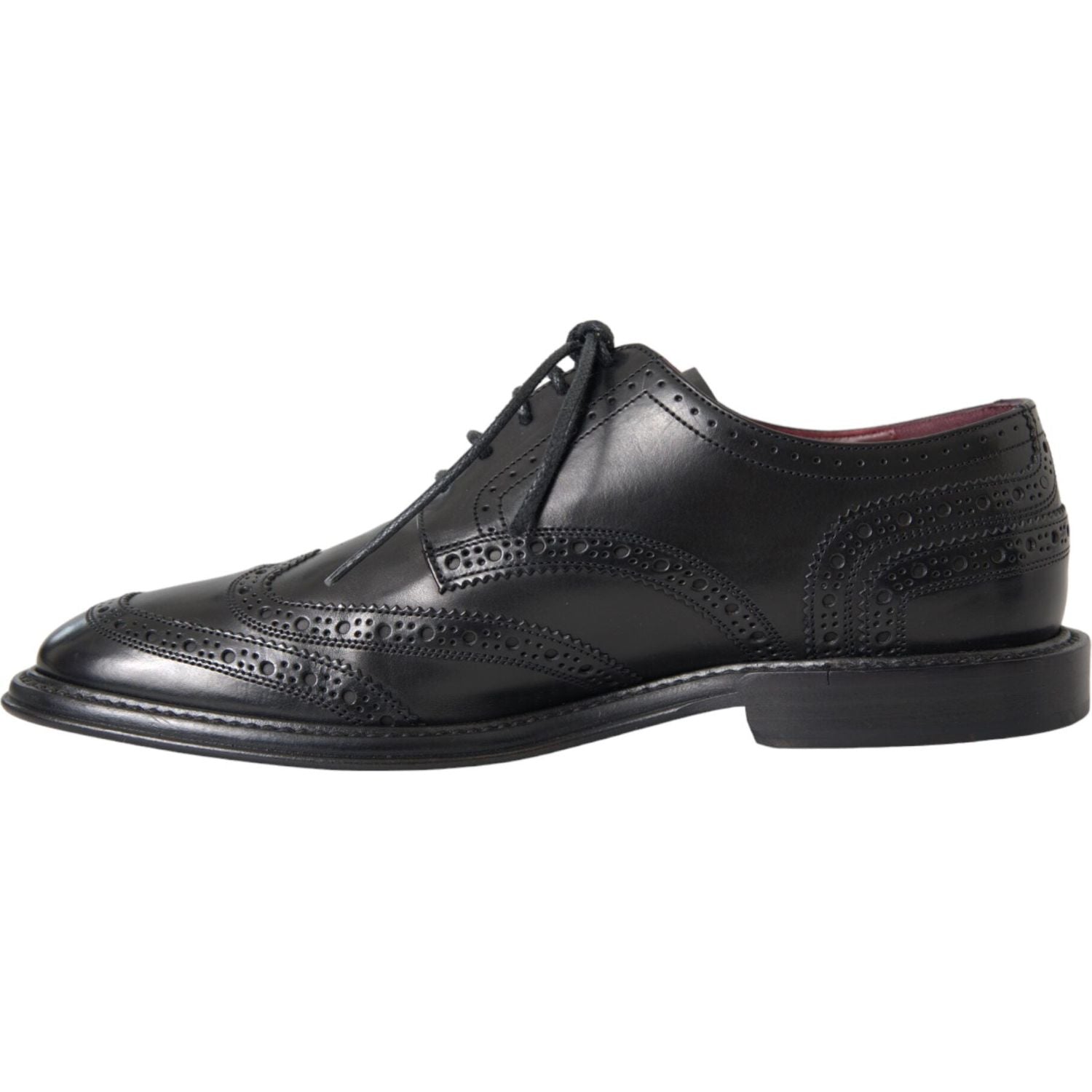 Dolce & Gabbana Black Leather Oxford Wingtip Formal Men Shoes