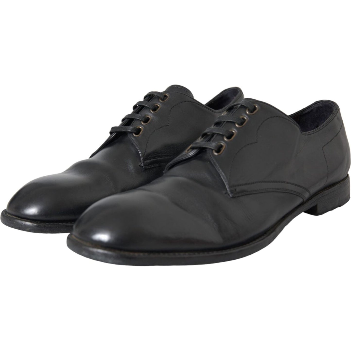 Dolce & Gabbana Black Leather Derby Formal Dress Men Shoes