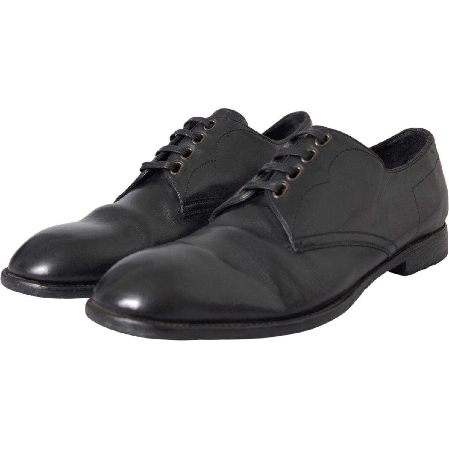 Dolce & Gabbana Black Leather Derby Formal Dress Men Shoes