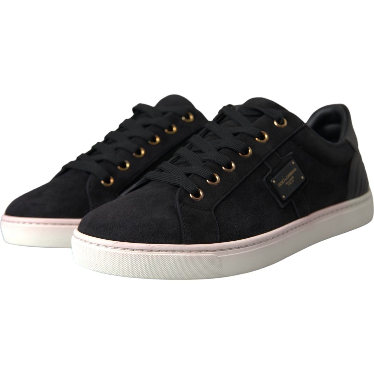 Dolce & Gabbana Black Suede Leather Men Low Top Sneakers Men Shoes