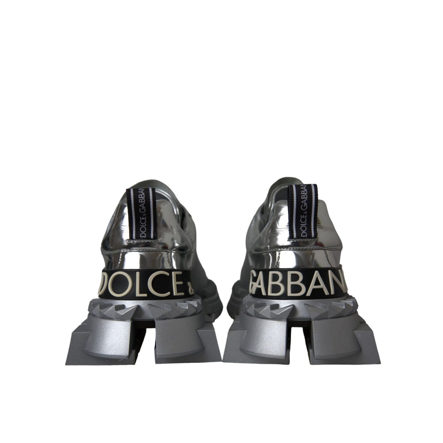 Dolce & Gabbana Silver Leather Super Queen Sneakers Shoes