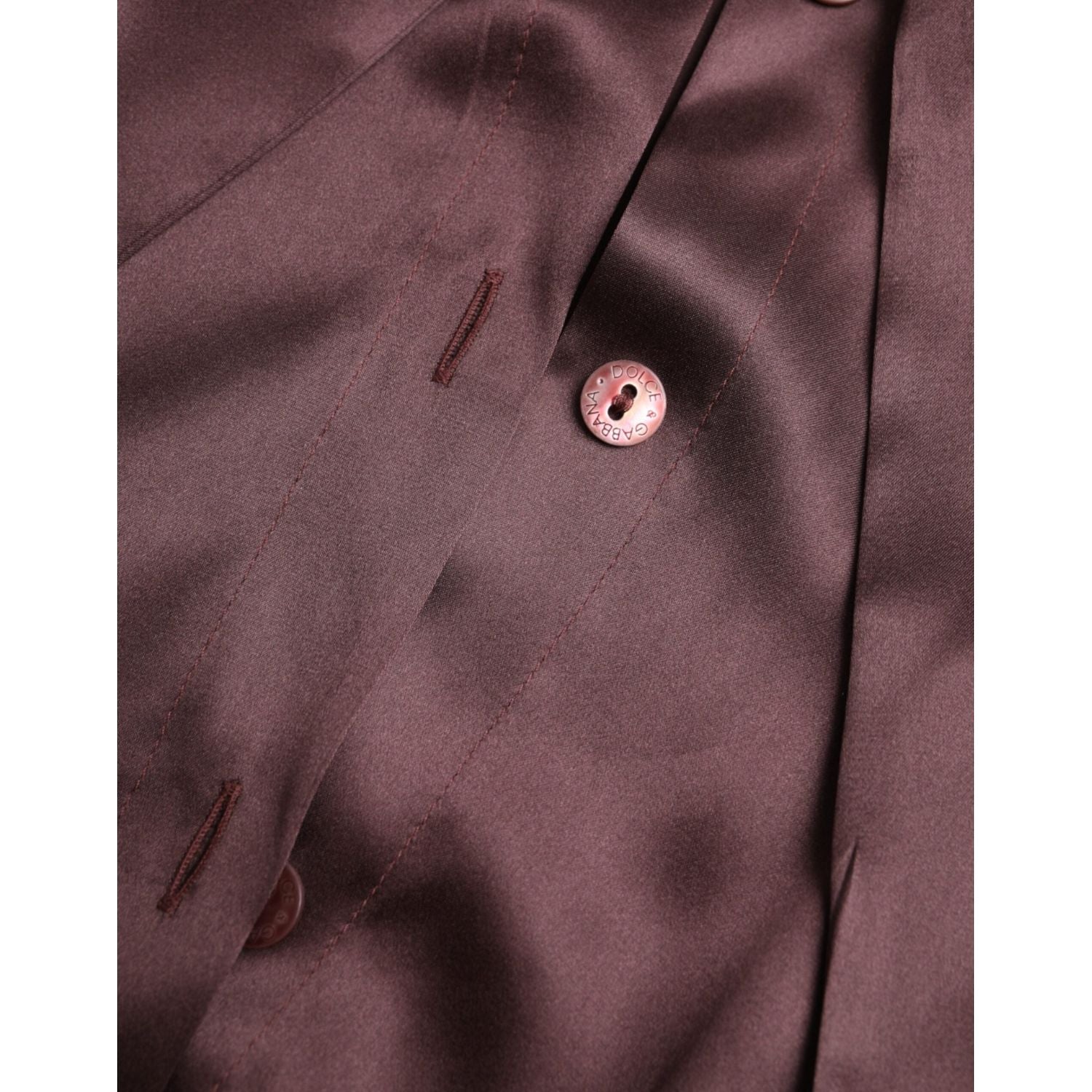 Dolce & Gabbana Brown Ascot Collar Long Sleeve Top Blouse