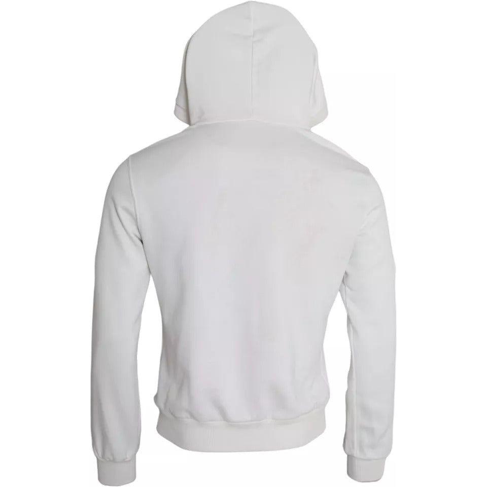 Dolce & Gabbana White Caesar Cotton Hooded Pullover Sweater