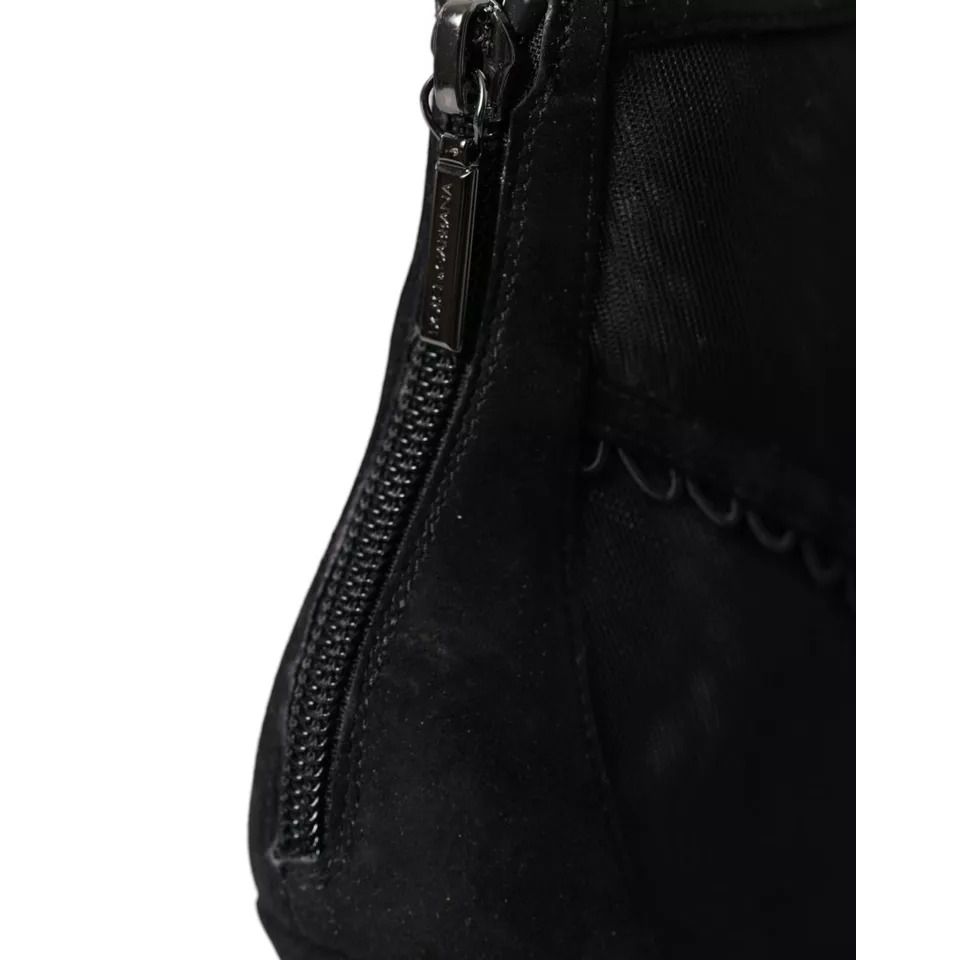 Dolce & Gabbana Black Tulle Stiletto Heels Short Boots Shoes