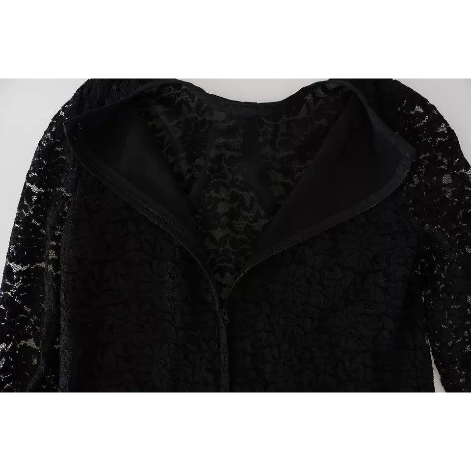 Dolce & Gabbana Black Lace Long Sleeve Blouse Nylon Top