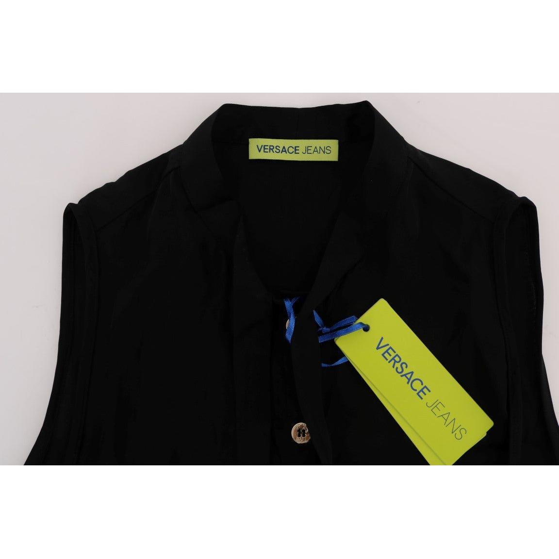 Versace Jeans Black Sleeveless Viscose Blouse Top Blouse Top
