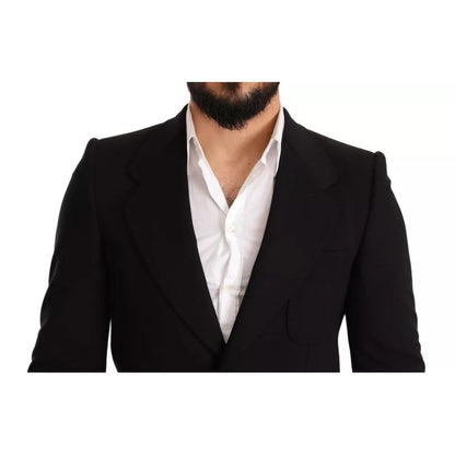 Dolce & Gabbana Black Wool Slim Fit Coat Jacket Blazer