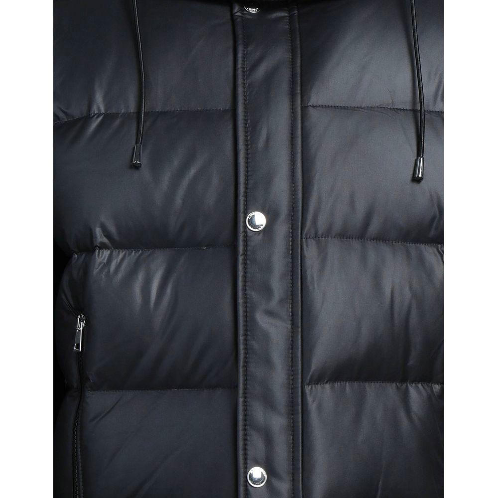 Aquascutum Black Polyester Men Jacket with Removable Hood