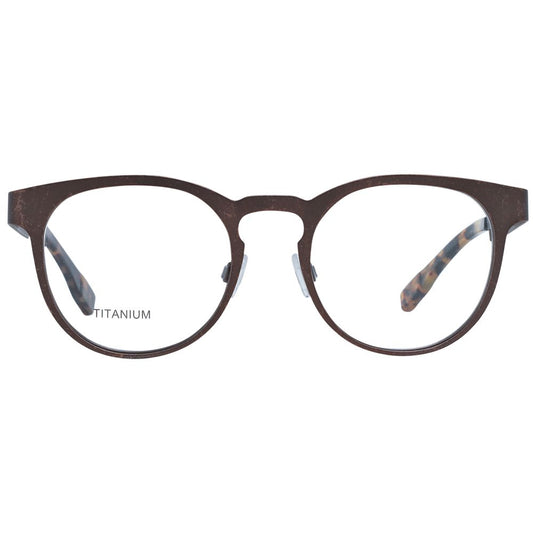 Ermenegildo Zegna Bronze Men Glasses Frame, round full-rim titanium eyewear for men, size 48-19-140, includes branded case.
