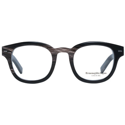 Alt Tag: Ermenegildo Zegna Black Horn Glasses (Frames) in full-rim square style with black horn frame material, for men.