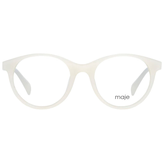 Maje White Women Glasses Frame, round full-rim acetate design with 49-19-140 size in branded case.